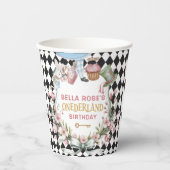 Alice in Wonderland Flower Frame  1st birthday Papieren Bekers (Voorkant)