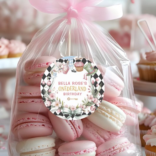 Alice in Wonderland Flower Frame  1st birthday Ronde Sticker