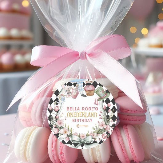 Alice in Wonderland Flower Frame  1st birthday Ronde Sticker