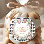 Alice in Wonderland Flower Frame  1st birthday Ronde Sticker