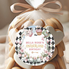 Alice in Wonderland Flower Frame  1st birthday Ronde Sticker