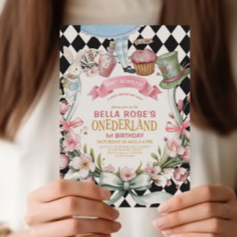 Alice in Wonderland Flower Lijst 1e verjaardag Kaart