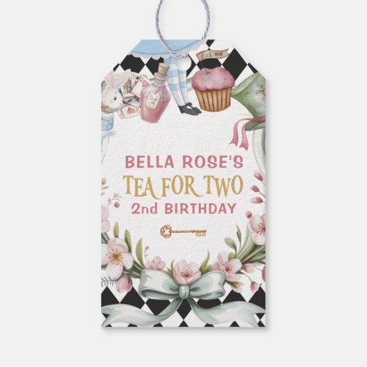 Alice in Wonderland Flower Lijst 2e geboortedag Cadeaulabel (Achterkant)