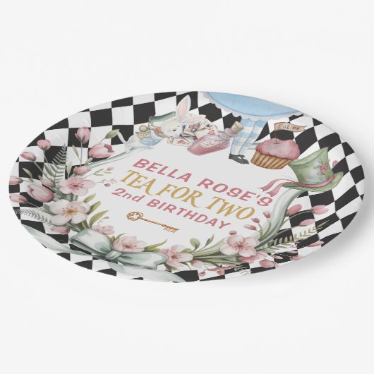 Alice in Wonderland Flower Lijst 2e geboortedag Papieren Bordje (Gekanteld)