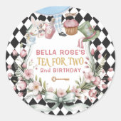Alice in Wonderland Flower Lijst 2e geboortedag Ronde Sticker (Voorkant)
