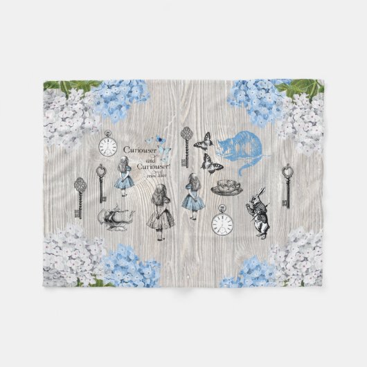Alice in Wonderland Flowers Fleece Blanket Deken (Voorkant (Horizontaal))