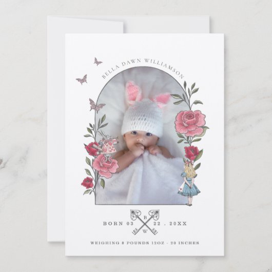  Alice in Wonderland - geboorteaankondiging Kaart (Voorkant)