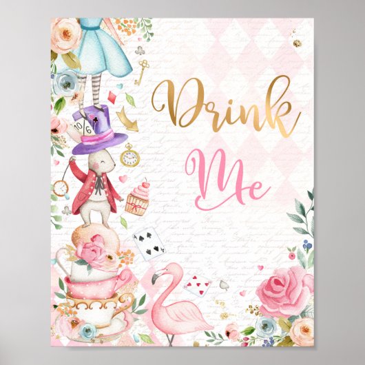 Alice in Wonderland, geboortedag, Drink Poster (Voorkant)