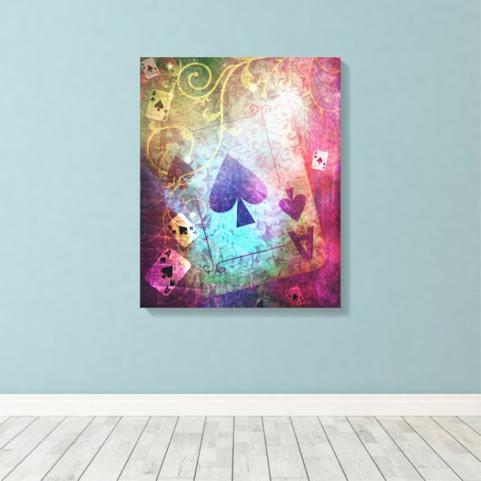 Alice in Wonderland Geïnspireerd Ace van Schoppen Canvas Afdruk (Insitu (Houten vloer))