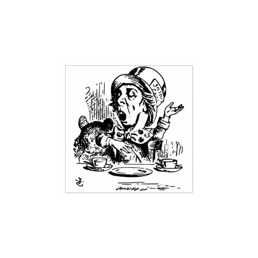 Alice in Wonderland gekke hatter  kunst Rubberstempel (Afrduk)