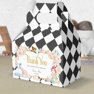 Alice in wonderland, gekke hatter tea party jarig bedankdoosjes