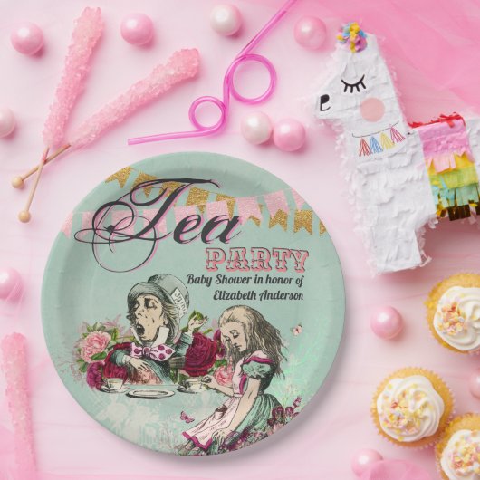 Alice in Wonderland Gekke Hoeders Theepartij Custo Papieren Bordje (Feest)