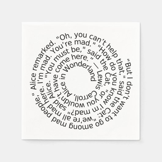 Alice in Wonderland gekke quote servetten (Voorkant)