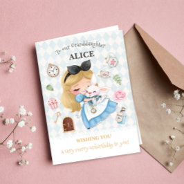 Alice in Wonderland Gelukkige Verjaardag Wenskaart Kaart