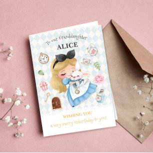 Alice in Wonderland Gelukkige Verjaardag Wenskaart Kaart