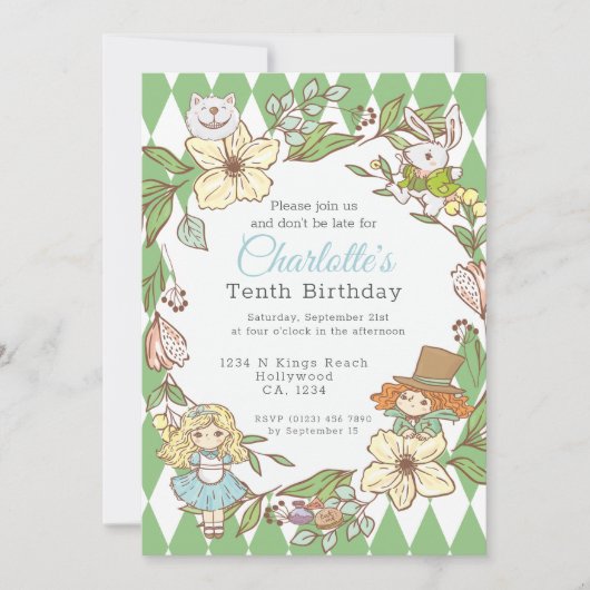 Alice in Wonderland - Gepersonaliseerde Partij Kaart (Voorkant)