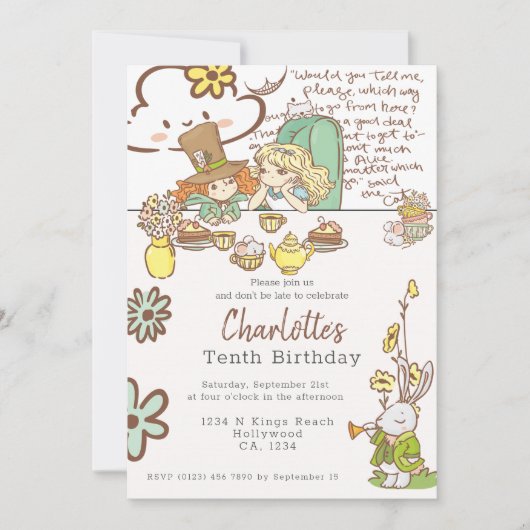 Alice in Wonderland - Gepersonaliseerde Partij Kaart (Voorkant)