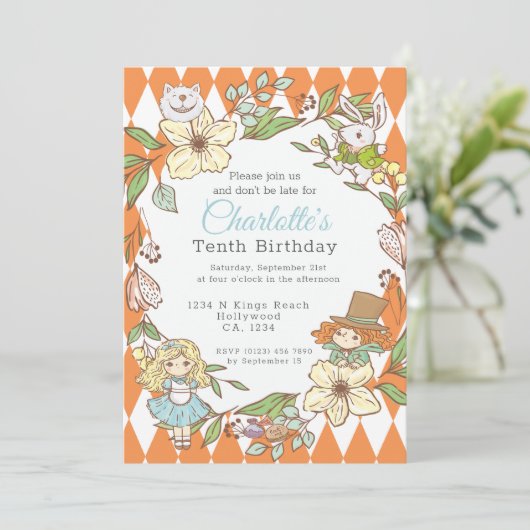 Alice in Wonderland - Gepersonaliseerde Partij Kaart (Staand voorkant)