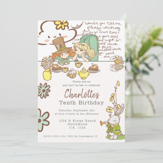 Alice in Wonderland - Gepersonaliseerde Partij Kaart (Staand voorkant)