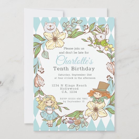 Alice in Wonderland - Gepersonaliseerde Partij Kaart (Voorkant)