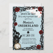 Alice in Wonderland Girl 1st Birthday Blue Kaart (Voorkant)