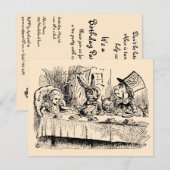 Alice in Wonderland Girl Birthday Party Invitation Kaart (Voorkant / Achterkant)