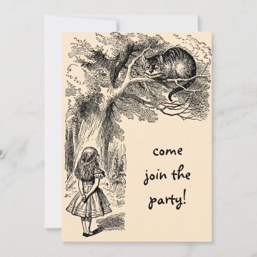 Alice in Wonderland Girl Birthday Party Invitation Kaart (Voorkant)