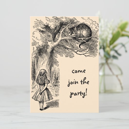Alice in Wonderland Girl Birthday Party Invitation Kaart (Staand voorkant)