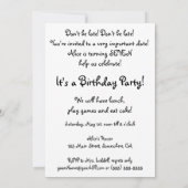 Alice in Wonderland Girl Birthday Party Kaart (Achterkant)