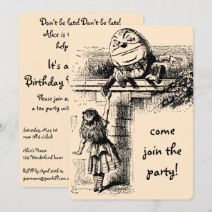  Alice in Wonderland, Girl Birthday Party Kaart
