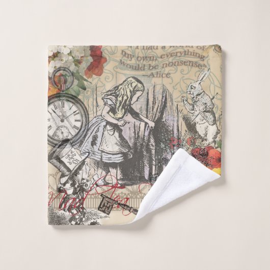 Alice in Wonderland gordijn klassieke kunst Bad Handdoek (Wasdoekje)