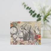 Alice in Wonderland gordijn klassieke kunst Briefkaart (Staand voorkant)