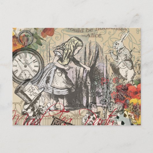 Alice in Wonderland gordijn klassieke kunst Briefkaart (Voorkant)