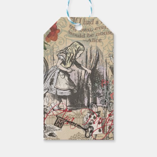 Alice in Wonderland gordijn klassieke kunst Cadeaulabel (Voorkant)