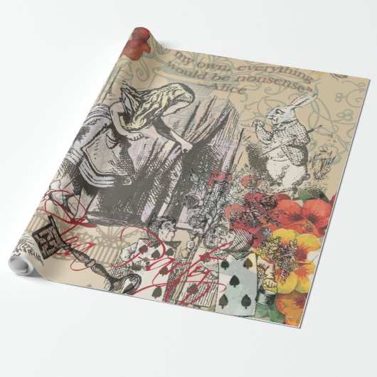 Alice in Wonderland gordijn klassieke kunst Cadeaupapier (Uitgerold)