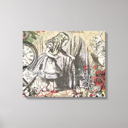 Alice in Wonderland gordijn klassieke kunst Canvas Afdruk (Voorkant)