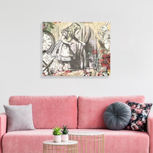 Alice in Wonderland gordijn klassieke kunst Canvas Afdruk (Insitu (Woonkamer))