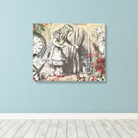 Alice in Wonderland gordijn klassieke kunst Canvas Afdruk (Insitu (Houten vloer))