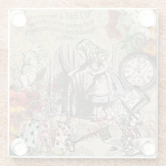 Alice in Wonderland gordijn klassieke kunst Glazen Onderzetter (Achterkant)