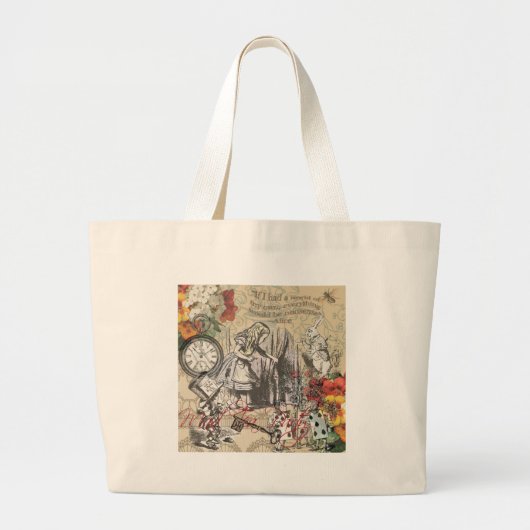 Alice in Wonderland gordijn klassieke kunst Grote Tote Bag (Voorkant)