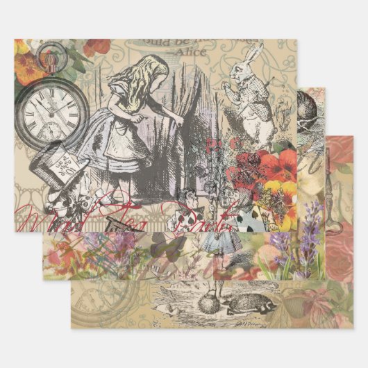Alice in Wonderland gordijn klassieke kunst Inpakpapier Vel (Set)