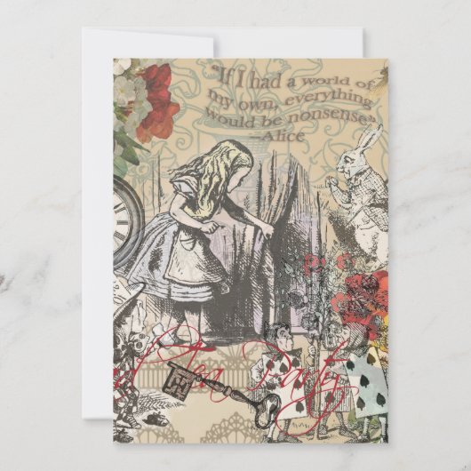 Alice in Wonderland gordijn klassieke kunst Kaart (Achterkant)