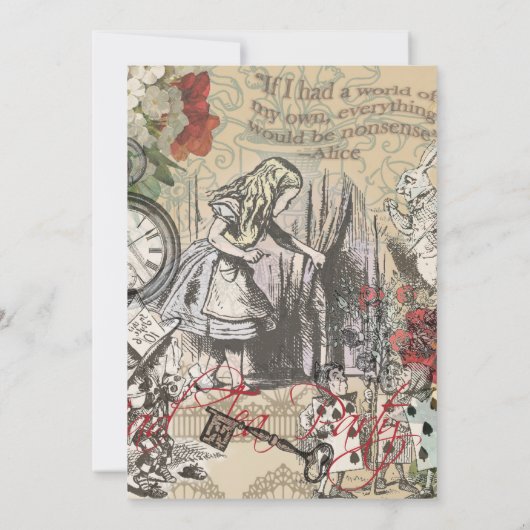 Alice in Wonderland gordijn klassieke kunst Kaart (Achterkant)