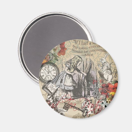 Alice in Wonderland gordijn klassieke kunst Magneet (Voorkant / Achterkant)