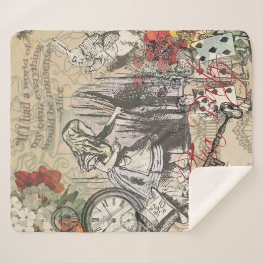 Alice in Wonderland gordijn klassieke kunst Sherpa Deken (Voorkant (horizontaal))