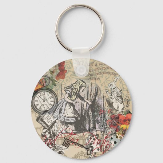 Alice in Wonderland gordijn klassieke kunst Sleutelhanger (Voorkant)
