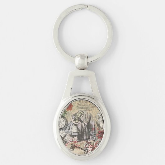 Alice in Wonderland gordijn klassieke kunst Sleutelhanger (Voorkant)