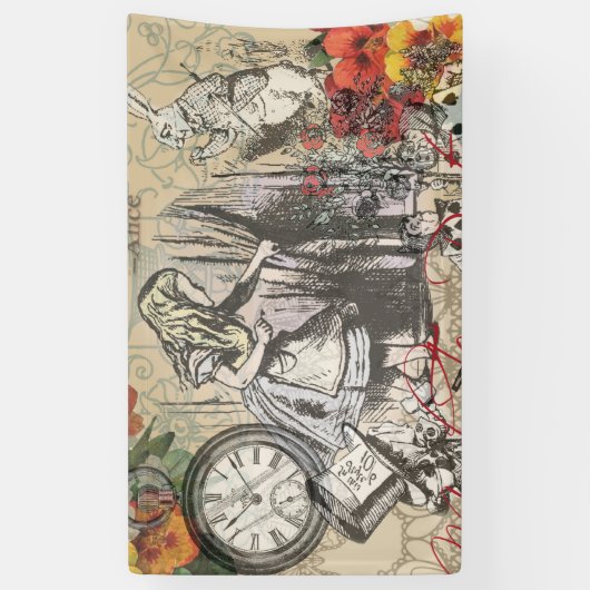 Alice in Wonderland gordijn klassieke kunst Spandoek (Verticaal)