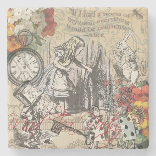 Alice in Wonderland gordijn klassieke kunst Stenen Onderzetter (Voorkant)