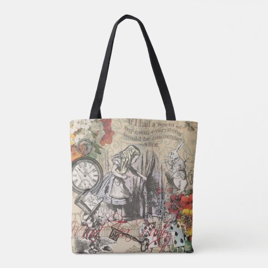 Alice in Wonderland gordijn klassieke kunst Tote Bag (Achterkant)